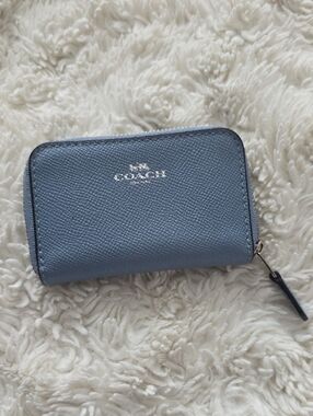 Coach Small Zip-Around Card Case Wallet in Dusty Blue